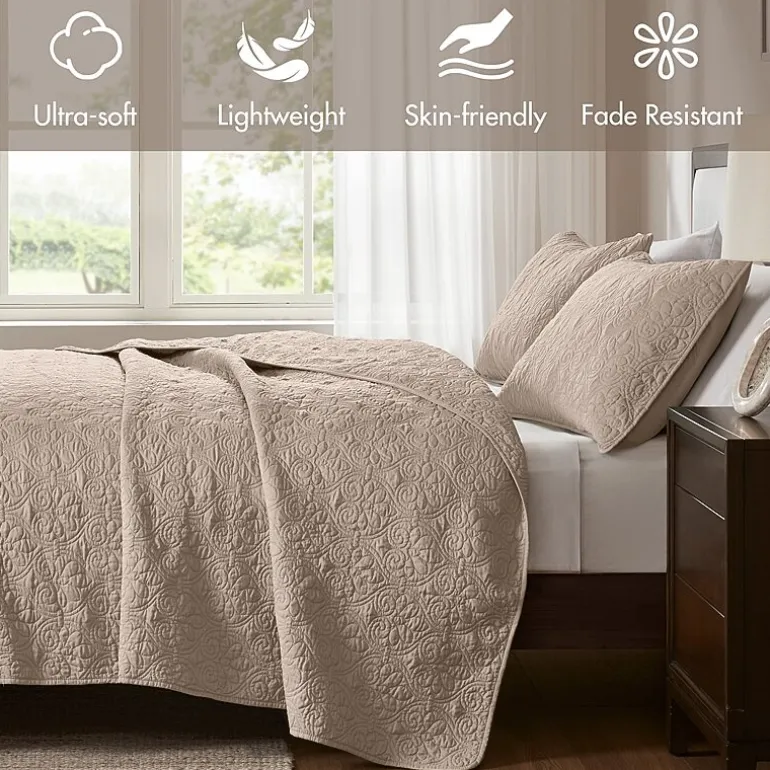 Madison Park Mansfield Antimicrobial Treated Reversible Quilt Set