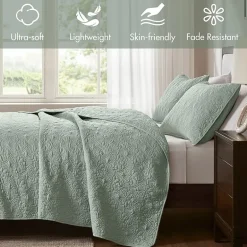 Madison Park Mansfield Antimicrobial Treated Reversible Quilt Set