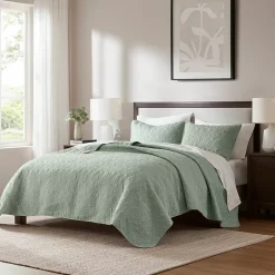 Madison Park Mansfield Antimicrobial Treated Reversible Quilt Set