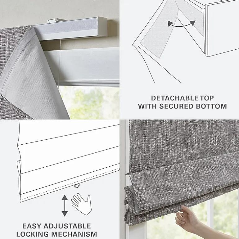 Madison Park Quincy Cordless 100% Blackout Roman Shade