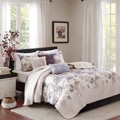 Madison Park Raven 6-Pc Printed Quilt Set With Throw Pillows