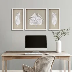 Madison Park Sabal Palm Rice Paper Shadow Box 3-pc. Wall Art Set