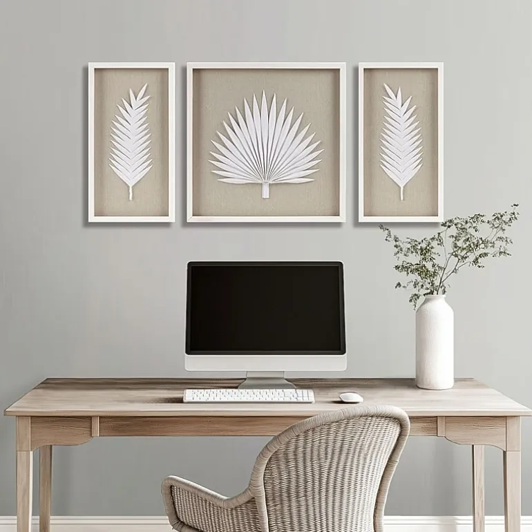 Madison Park Sabal Palm Rice Paper Shadow Box 3-pc. Wall Art Set
