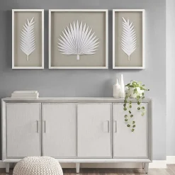 Madison Park Sabal Palm Rice Paper Shadow Box 3-pc. Wall Art Set