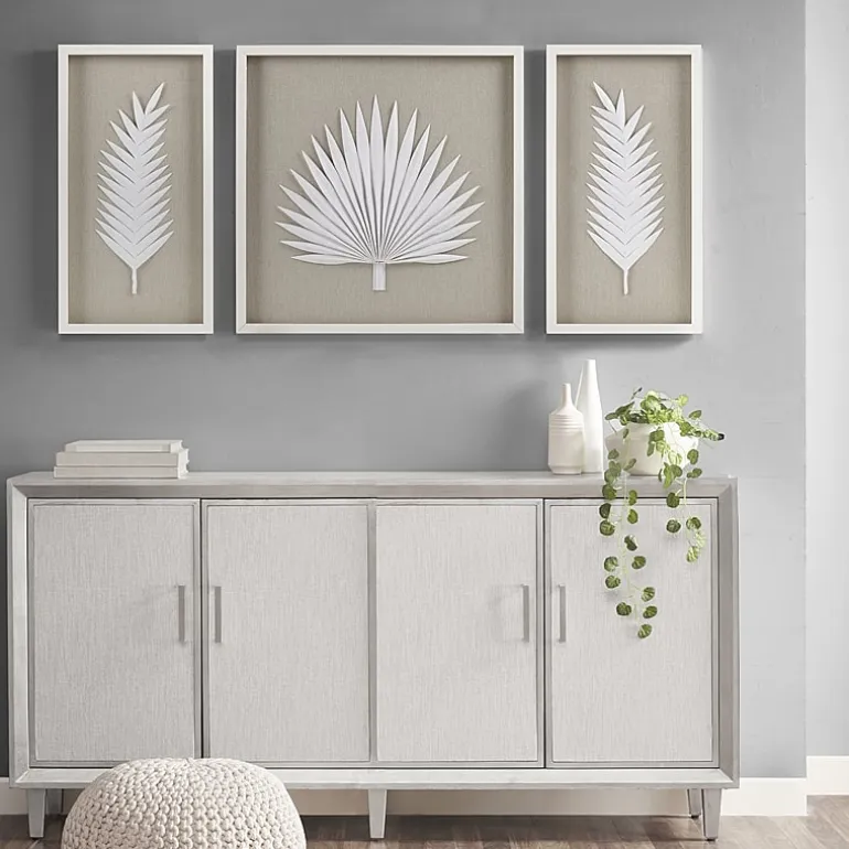Madison Park Sabal Palm Rice Paper Shadow Box 3-pc. Wall Art Set