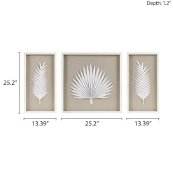 Madison Park Sabal Palm Rice Paper Shadow Box 3-pc. Wall Art Set