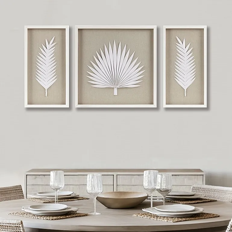 Madison Park Sabal Palm Rice Paper Shadow Box 3-pc. Wall Art Set
