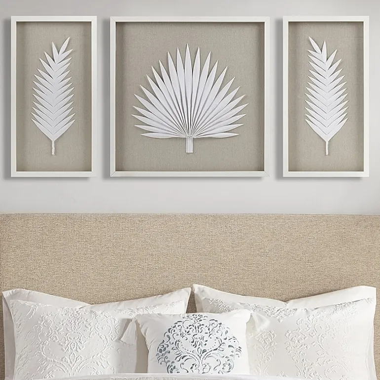Madison Park Sabal Palm Rice Paper Shadow Box 3-pc. Wall Art Set