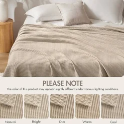 Madison Park Waffle Weave Cotton Lightweight Blanket