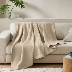 Madison Park Waffle Weave Cotton Lightweight Blanket
