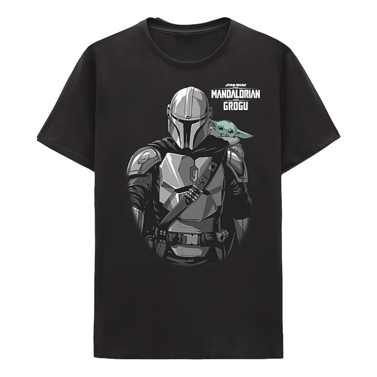 Mandalorian Little & Big Kid Boys Crew Neck Short Sleeve Regular Fit Star Wars Graphic T-Shirt
