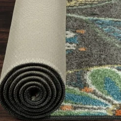 Maples Modern Floral Collection Washable Skid Resistant Indoor Rectangular Accent Rug