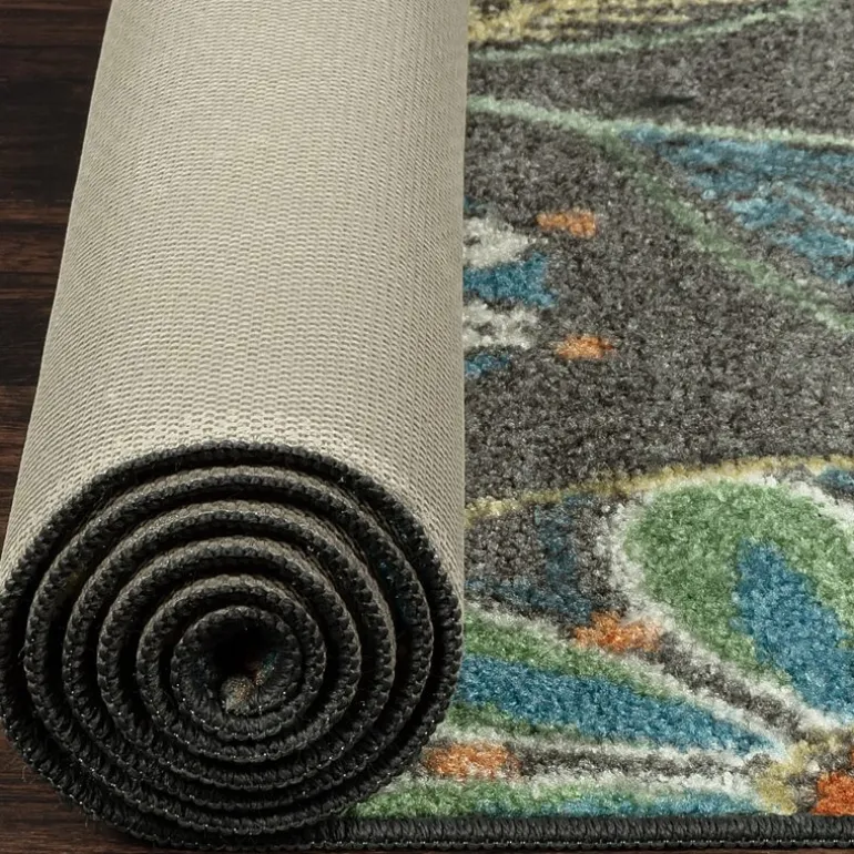 Maples Modern Floral Collection Washable Skid Resistant Indoor Rectangular Accent Rug