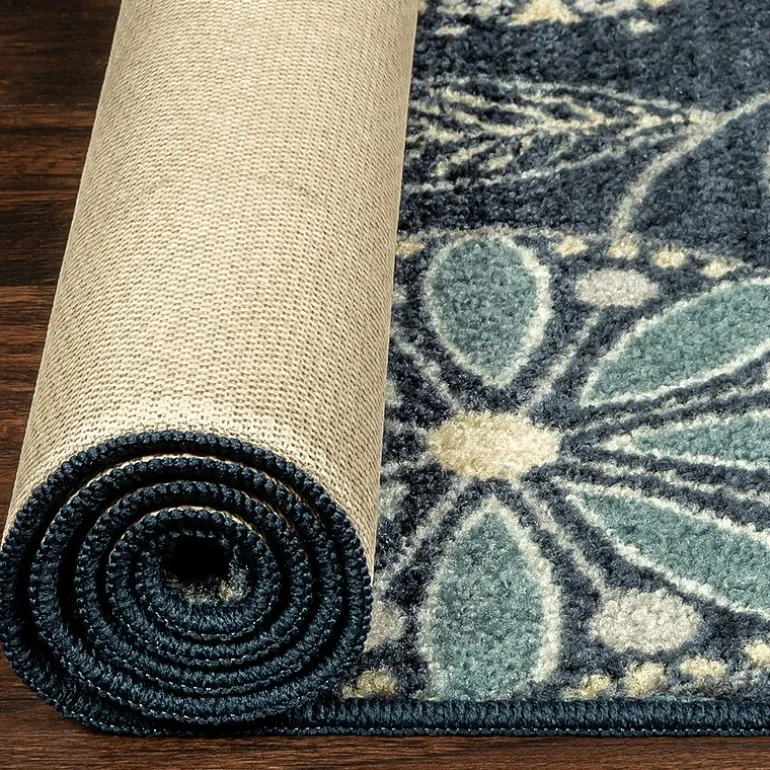Maples Modern Floral Collection Washable Skid Resistant Indoor Rectangular Accent Rug