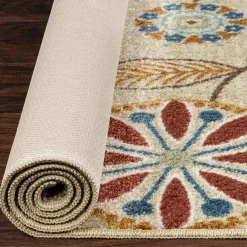 Maples Modern Floral Collection Washable Skid Resistant Indoor Rectangular Accent Rug