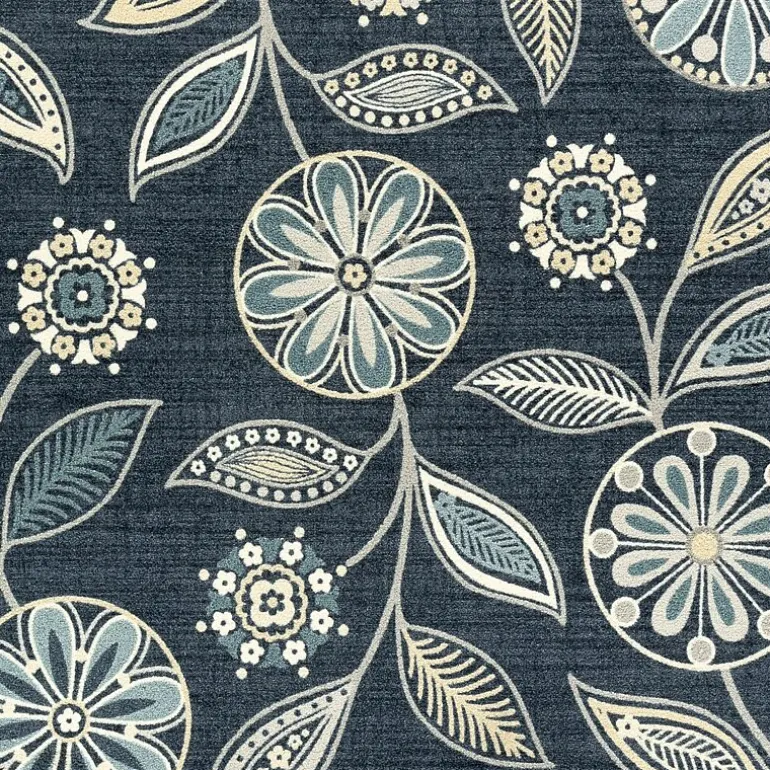 Maples Modern Floral Collection Washable Skid Resistant Indoor Rectangular Accent Rug