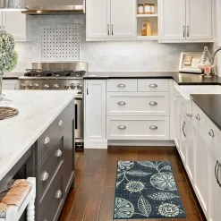 Maples Modern Floral Collection Washable Skid Resistant Indoor Rectangular Accent Rug