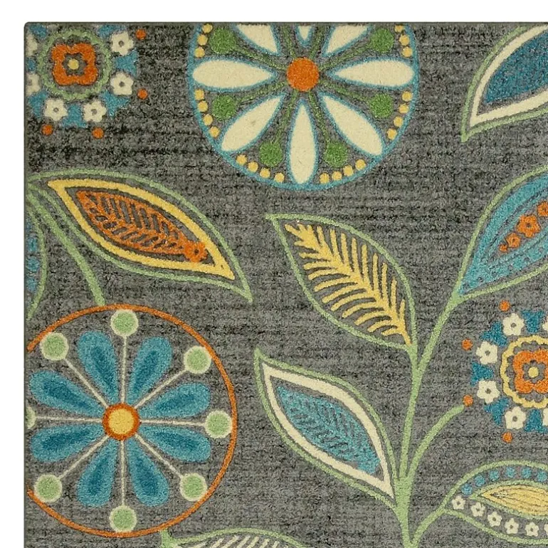 Maples Modern Floral Collection Washable Skid Resistant Indoor Rectangular Runner