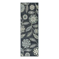 Maples Modern Floral Collection Washable Skid Resistant Indoor Rectangular Runner