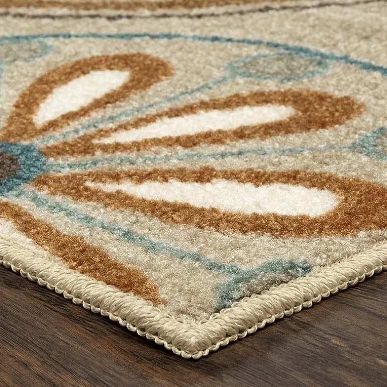 Maples Modern Floral Collection Washable Skid Resistant Indoor Rectangular Runner