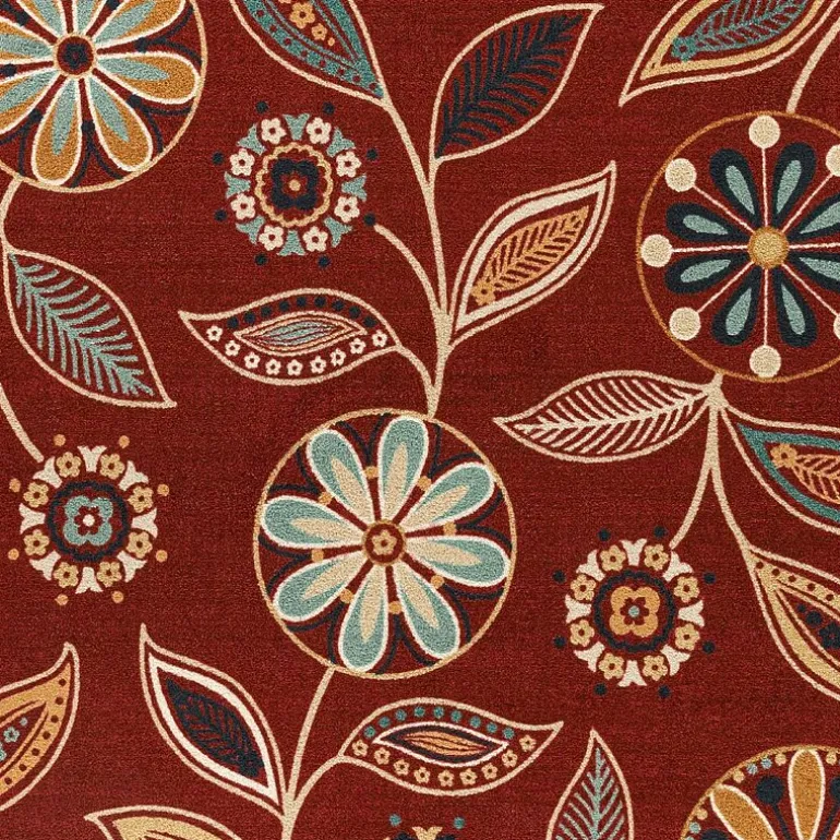 Maples Modern Floral Collection Skid Resistant Indoor Rectangular Area Rug