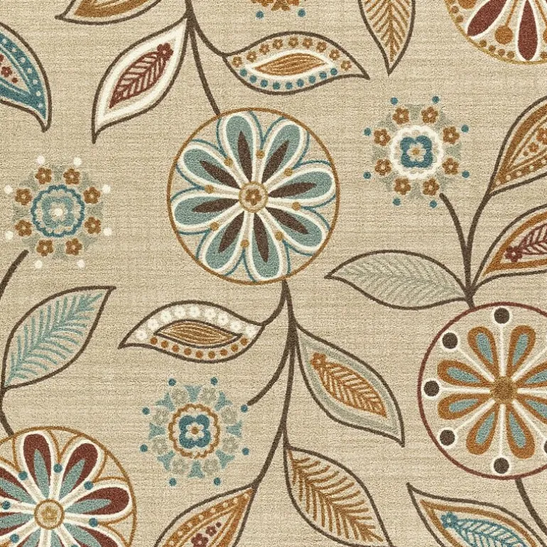 Maples Modern Floral Collection Skid Resistant Indoor Rectangular Area Rug