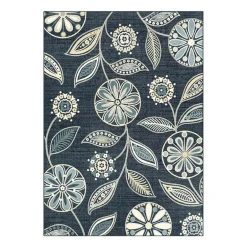 Maples Modern Floral Collection Skid Resistant Indoor Rectangular Area Rug