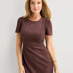 Marc New York Womens Round Neck Short Sleeve Sheath Dress