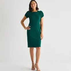 Marc New York Womens Square Neck Short Sleeve Sheath Dress