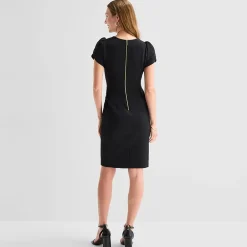 Marc New York Womens Square Neck Short Sleeve Sheath Dress