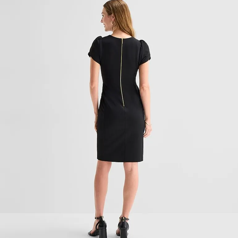 Marc New York Womens Square Neck Short Sleeve Sheath Dress