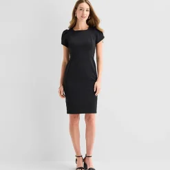 Marc New York Womens Square Neck Short Sleeve Sheath Dress