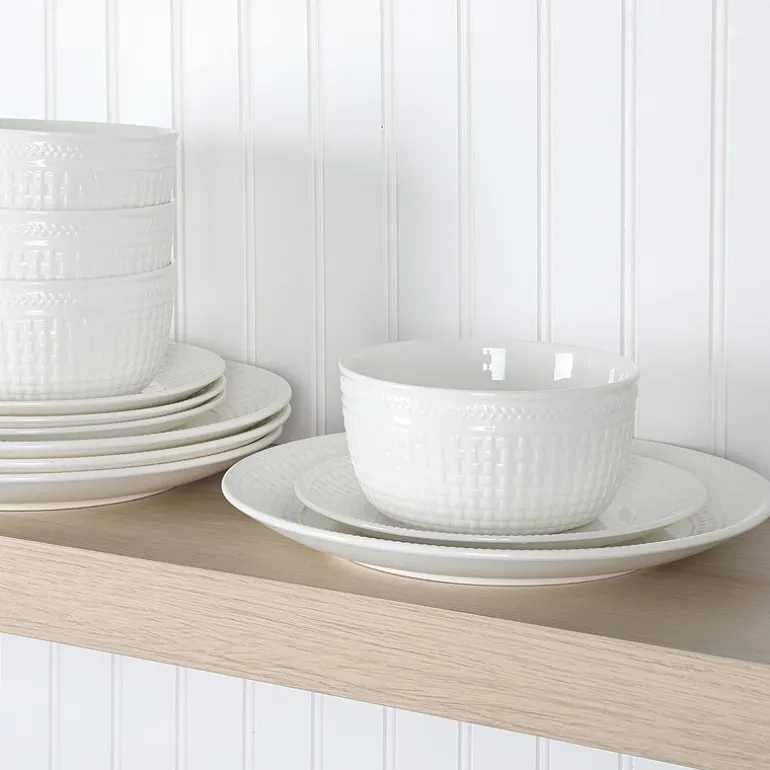 Martha Stewart Basketweave 12-pc. Ceramic Dinnerware Set