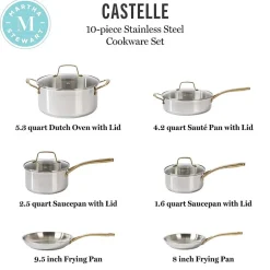 Martha Stewart Castelle Stainless Steel 10-pc. Cookware Set