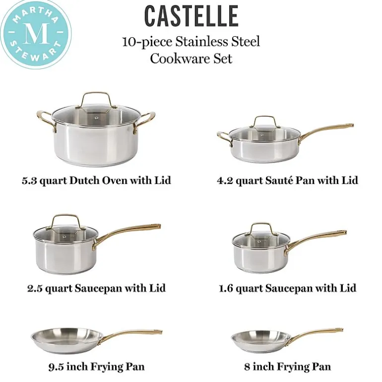 Martha Stewart Castelle Stainless Steel 10-pc. Cookware Set