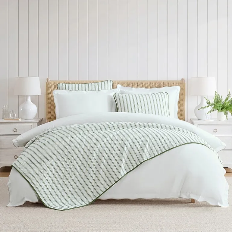 Martha Stewart Core Ticking Stripe Easy Care Quilt Set