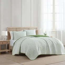 Martha Stewart Core Ticking Stripe Easy Care Quilt Set