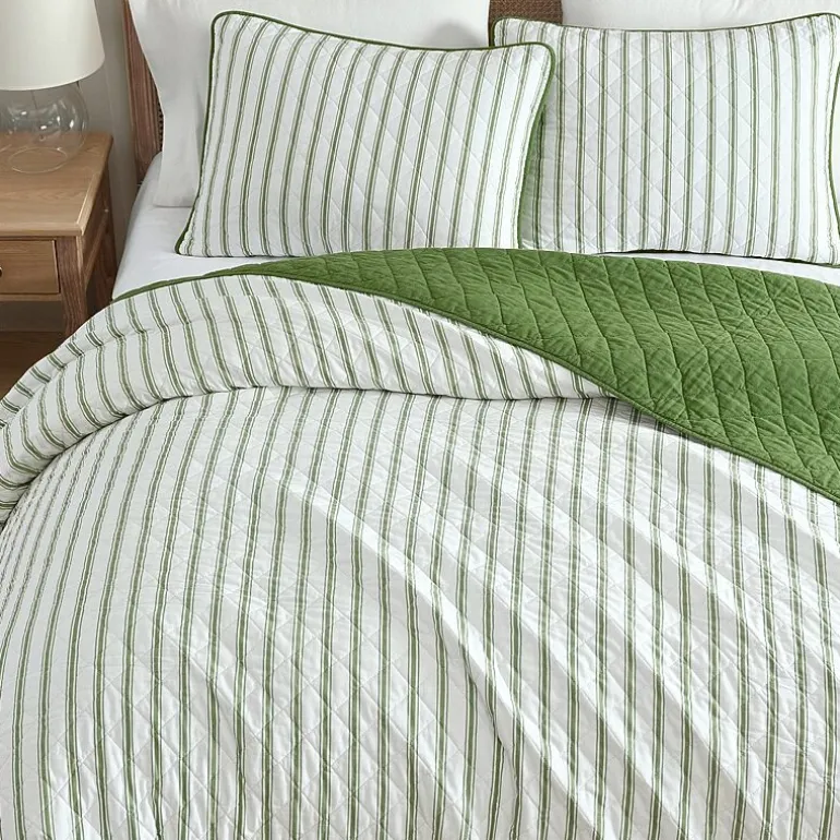 Martha Stewart Core Ticking Stripe Easy Care Quilt Set