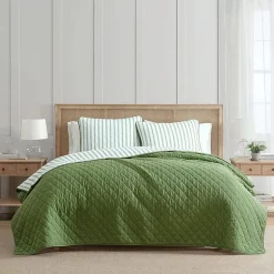 Martha Stewart Core Ticking Stripe Easy Care Quilt Set