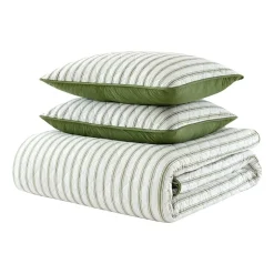 Martha Stewart Core Ticking Stripe Easy Care Quilt Set