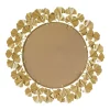 Martha Stewart Eden Textured Gold Foil Ginkgo Wall Mount Round Decorative Mirror