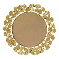 Martha Stewart Eden Textured Gold Foil Ginkgo Wall Mount Round Decorative Mirror