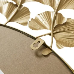 Martha Stewart Eden Textured Gold Foil Ginkgo Wall Mount Round Decorative Mirror