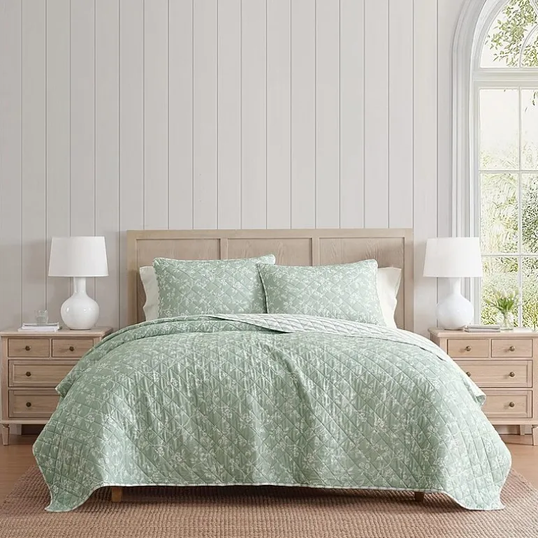 Martha Stewart French Bird Floral Easy Care Quilt Set