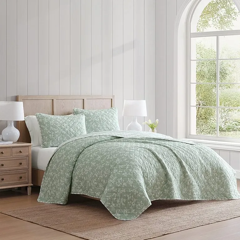 Martha Stewart French Bird Floral Easy Care Quilt Set