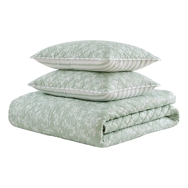 Martha Stewart French Bird Floral Easy Care Quilt Set