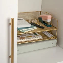 Martha Stewart Gold 3 Tier Desk Letter Tray