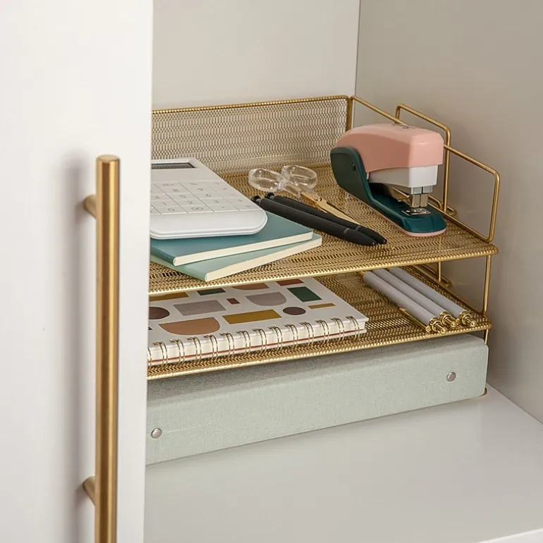 Martha Stewart Gold 3 Tier Desk Letter Tray