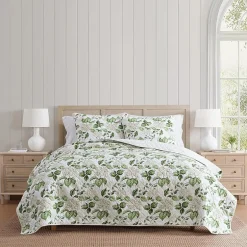 Martha Stewart Hydrangea Floral Easy Care Quilt Set
