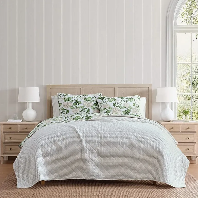 Martha Stewart Hydrangea Floral Easy Care Quilt Set